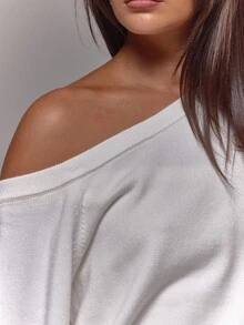 MUSERA Loose Fit Asymmetrical Neck Sweatshirt Casual Occasion Sexy Going Out Night Out Winter Cute Date Night Cosy Evening - Apricot - View 6