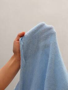 SHEIN TRNDY 1 Áo len dệt kim tay loe hở vai nhún bèo độc đáo dành cho nữ, màu xanh, thường ngày, thu/đông - Màu xanh nhạt - Xem 7