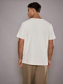 Musero Men Short Sleeve Fitted Style T-Shirt Central Chest Patch Summer SPRING - Apricot - View 5