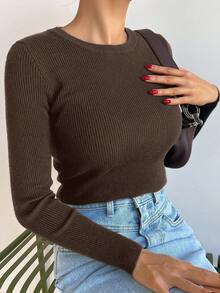 DAZY Casual Solid Color Slim Fit Sweater, Autumn