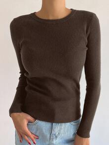 DAZY Casual Solid Color Slim Fit Sweater, Autumn