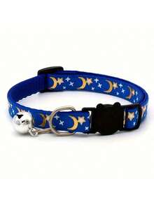 5pcs Random Star & Moon Pattern Pet Collar With Bell, Adjustable Dog Collar With Buckle Pet Accessories - Multicolor - View 6
