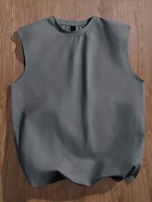 StoneGrade Vintage American Boxing Glove Print Loose Fit Sleeveless Tank Top For Men, Standard Size, Grey Gym Tops Men - Grey - View 3