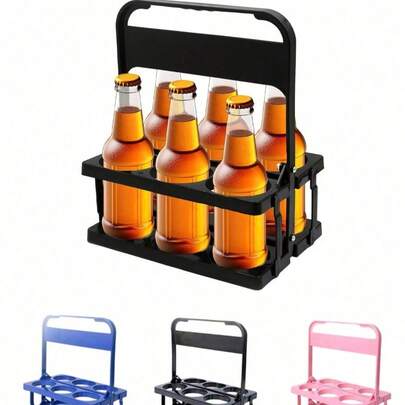 1PC Foldable Drink Caddy, Fold Away Cup Carrier, Lightweight Sturdy Plastic Beverage Holder For Coffee, Wine, Cocktails At Parties, Bbqs, Camping, Picnics Outdoor Events, Camping Drink Organizer, Functional Party Accessory, Easygrip Handle