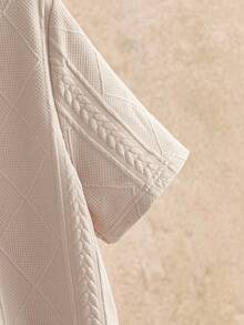 HIMLAND 2pcs/Set Men's Casual Wheat Ear Jacquard Polo Shirt Set Shirt And Pants Set Casual Two Piece Set