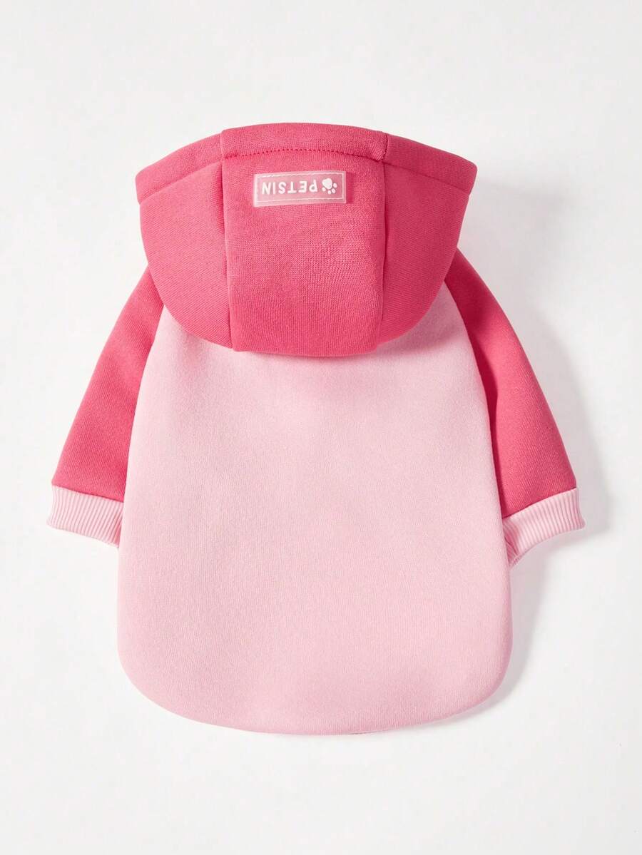PETSIN 1 Peça Moletom Casual com Capuz para Cachorro com Mangas Raglan, Bloco de Cores Rosa Claro e Rosa Pálido - Multicolorido - Visão 1