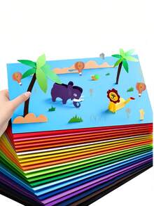 50 - Sheet Colored A4 Cardstock, Handicraft Colored Soft Cardboard, For DIY Paper - Cutting, Student Enlightenment Teaching Material, Paper - Based Learning Supplies, Colored Copy Paper, Origami And Paper - Cutting Handicraft Paper . - Color - View 3