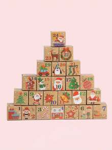 1/24/25 hộp lịch Giáng sinh tự làm, hộp quà Giáng sinh, hộp quà đếm ngược ngày lễ, hộp số bìa cứng Giáng sinh cho gia đình, đồ trang trí ngày lễ Giáng sinh - Màu Khaki - Xem 7