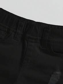 SHEIN Baby Boys' Distressed Jeans With Thermal Lined - Black - View 5