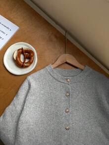 Franclia Women's Minimalist Versatile Elegant Cardigan - Grey - View 5