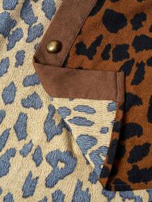 Bohemela BOHO Autumn/Winter Country Vacation Style Woven Leopard Print Loose Fit Women's Regular Thin Jacket - Mocha Brown - View 9