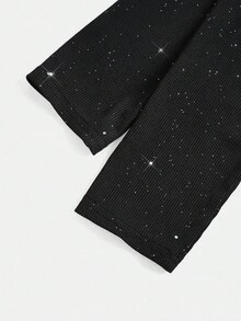 Girlism Teen Girls Ruffled Asymmetric Shoulder Mini Dress - Black - View 4