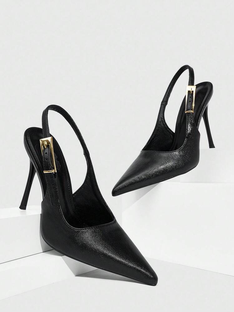 CUCCOO SZL Women's Casual Solid Color Stiletto Heel Backless Pumps For Christmas Spring Shoes