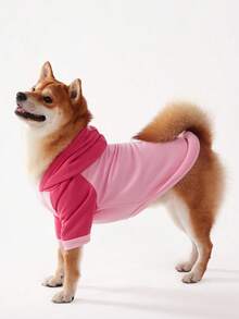 PETSIN 1 Peça Moletom Casual com Capuz para Cachorro com Mangas Raglan, Bloco de Cores Rosa Claro e Rosa Pálido - Multicolorido - Visão 4