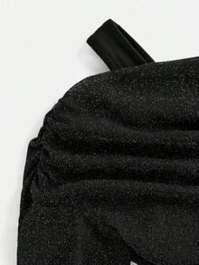 Girlism 青少年女孩露肩网眼喇叭袖衬衫，适合约会、派对、优雅、假日、正式场合、服装、沙滩装、化妆舞会