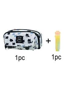 1 件三层雪猫图案铅笔盒，创意设计翻盖带隐藏扣铅笔盒，柔软涤纶材质水彩笔或马克笔收纳袋，美术生或学生美术用品铅笔盒，学校用品返校，返校，学校用品，铅笔袋，书包 - 彩色 - 查看 8