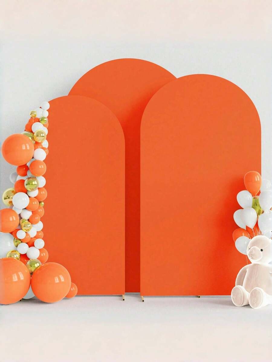 5 英尺、6 英尺、6.6 英尺、7.2 英尺橙色拱门背景，氨纶贴合面料拱门背景天篷，适用于婚礼拱门、生日派对装饰（不含拱门框架，仅含面料背景） - 1001283 - 查看 1