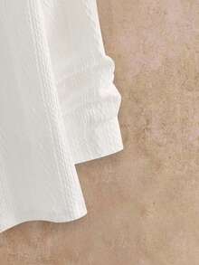 Manfinity NXTstreet 男士休闲提花针织拉链领长袖弹力 Polo 衫 - 白色 - 查看 4