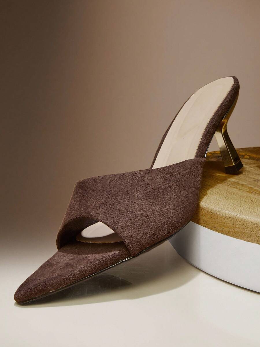 SHUZIA Women Comfortable Kitten Heel Pointy Toe Heel Sandals