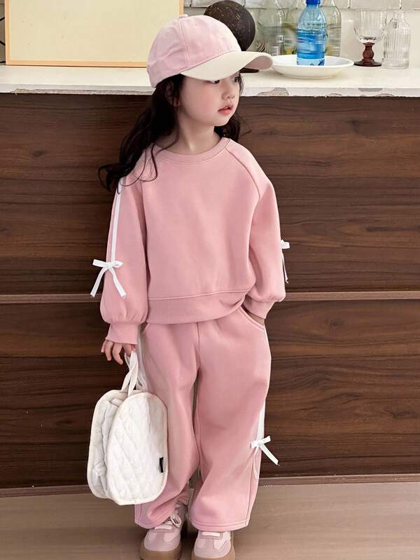 Dazy Kids 2pcs/Set Girls (Small) Round Neck Knit Sweatshirt Set, Fall