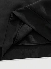 ROMWE MEN Goth Áo nỉ có mũ trùm đầu họa tiết da báo thường ngày dành cho nam, Thu/Đông - màu đen - Xem 8