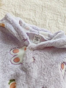 SHEIN Robe à capuche douce avec imprimé lapin mignon pour bébé fille - Parme - Voir 7