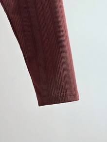 SHEIN 女宝宝蝴蝶结羊毛保暖上衣+柔软百搭休闲裤套装，秋冬 - 酒紅色 - 查看 6