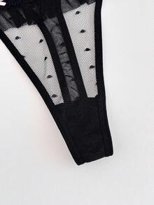 PetitDoll 1pc Women's Ruffle Trim Sexy Thong Panty - Black - View 3