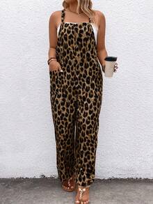 EMERY ROSE 大码豹纹连体裤，休闲假日风格 - 鏽棕色 - 查看 8