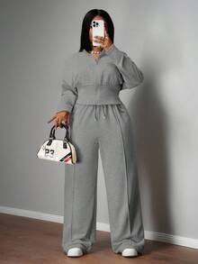 Slaydiva 秋冬新品上市，女士秋冬服装，万圣节，大码女士家居服套装 - 灰色 - 查看 10