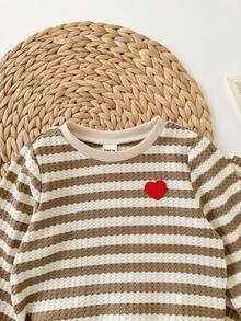 SHEIN Baby Girl Casual Striped Sweatshirt And Sweatpants Set, Autumn Fall Winter - Multicolor - View 5