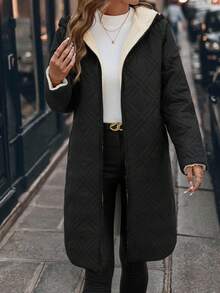 SHEIN Clasi Women's Zip-Up Hooded Padded Coat Autumn Winter Clothes For Women