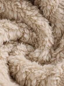 女童纹理提花面料披肩领仿皮草夹克，时尚高端优雅百搭小外套，白色花卉图案，秋冬 - 卡其色 - 查看 5