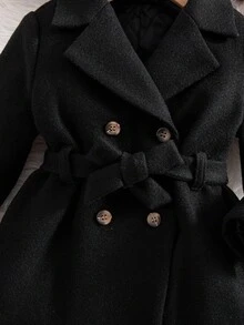 SHEIN Baby Girl Elegant Black Blazer Jacket, Cute Autumn/Winter Mommy And Me Matching Outfits Fall