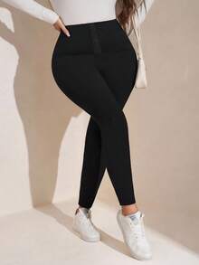 Comfylo Plus Size Solid Color High Waist Casual Leggings