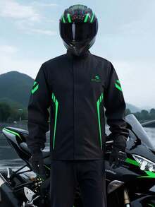 1件装新款加厚成人便携带帽雨披，摩托车骑行时尚雨衣加厚雨衣及雨裤套装，防水防风雨衣，适合户外活动，男女通用，耐磨防暴雨披，多功能雨衣，适合骑行、旅行、登山等活动，透气雨衣。 - 彩色 - 查看 5