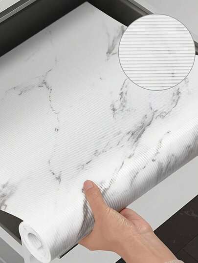 1PC Waterproof Non-Adhesive Marble Pattern Vinyl  Shelf Liner - Non-Slip Washable Cabinet Mat For Kitchen Refrigerator Cupboard Pantry Bathroom - Refrigerator Liner Mats