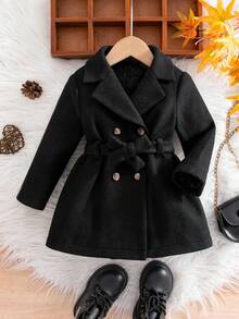 SHEIN Baby Girl Elegant Black Blazer Jacket, Cute Autumn/Winter Mommy And Me Matching Outfits Fall