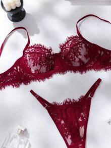 2pcs Women's Sexy Lace Bra And Panty Set