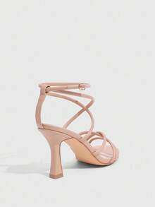 CUCCOO SZL Cuccoon 女士休闲时尚搭扣粗跟系带凉鞋 - 杏色 - 查看 9