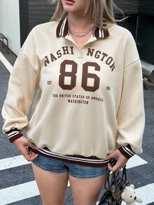 Muchica 大碼字母圖案落肩袖運動衫