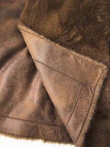 Lyxana 优雅仿貂皮宽松女式夹克，秋冬 - 咖啡棕 - 查看 7