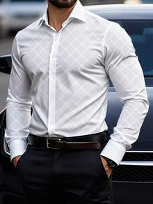 Manfinity Mode Koszula męska Manfinity Plus Size, prosta, biznesowa, casualowa, z długim rękawem, jesienna flanelowa, męska, elegancka, biznesowa, casualowa, męska, biała, eleganckie koszule dla mężczyzn, luksusowe koszule, biała i szara koszula męska, zarobki