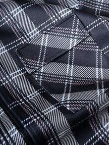 Manfinity EMRG Men's Plaid Long Sleeve Zip-Up Collar Utility Pocket Casual Hooded Overcoat,Baggy,Autumn/Winter, Christmas