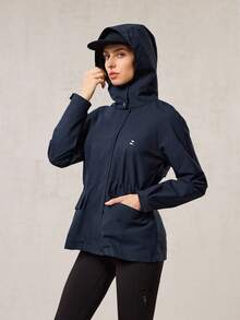 OutZeal Women Water-Resistant Windproof High Collar Outdoor Shell Jacket Winter Fall Hiking Camping - Navy Blue - View 7