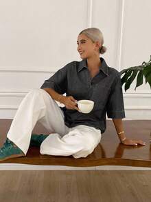 Livesso Women's Casual Loose Fit Raw Denim Jacket, New Autumn Collection - Grey - View 6