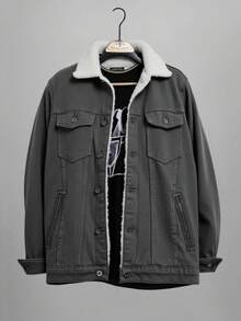 RueChic Men's Thermal Lined Denim Jacket - Grey - View 3