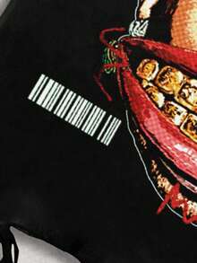 ROMWE MEN Street Life Herren Ärmelloses Shirt mit großem Mundaufdruck und Vintage-Effekt, 2000er Jahre Stil