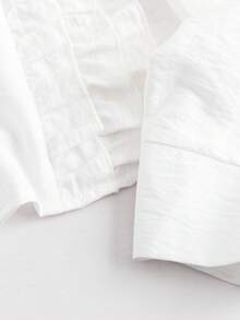 GlowEve 优雅荷叶边领休闲衬衫，时尚设计，别致优雅，适合年轻专业人士和教师，秋冬 - 白色 - 查看 4