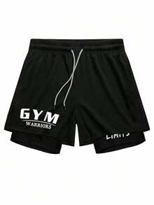 Gym Rark Men's Black Bull Head Print Tank Top & Drawstring Shorts Set,Summer Athleisure Gym Workout Suit,Breathable Quick Dry Slim Fit Sports Training Outfit - Black - View 4